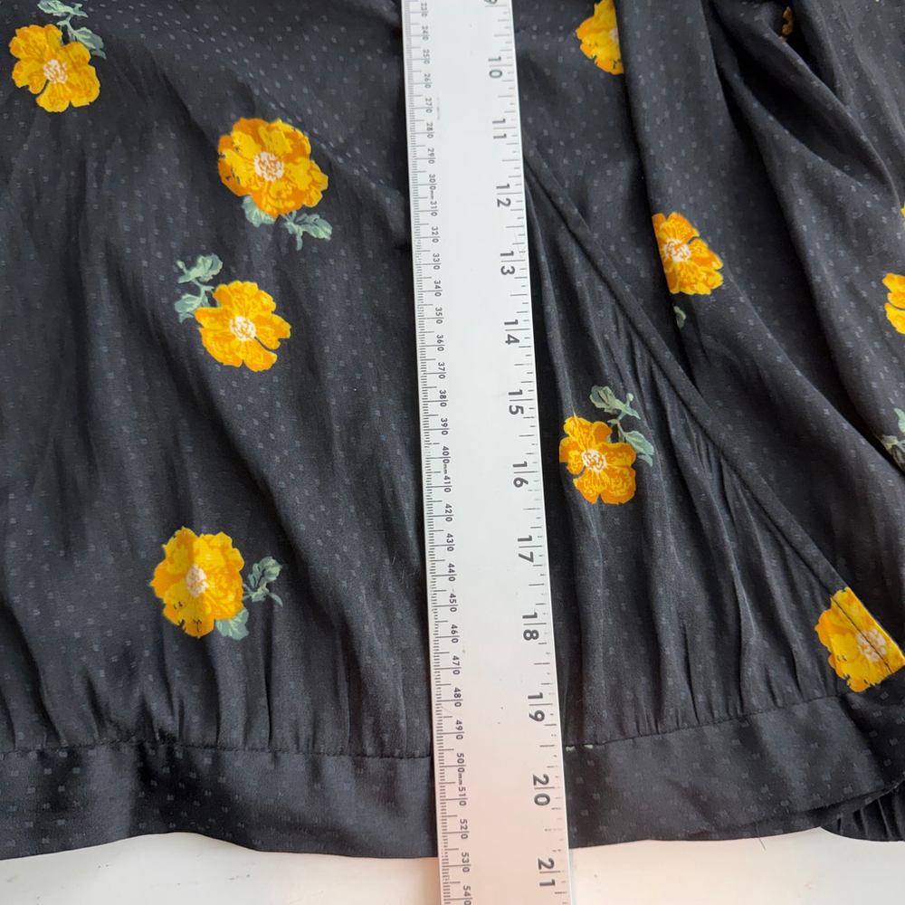 Madewell Black Floral Wrap Blouse Romantic Sheer Long Sleeve XS - Picture 7 of 11